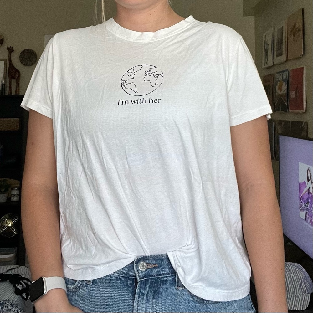 Athleta I’m With Her White Tee